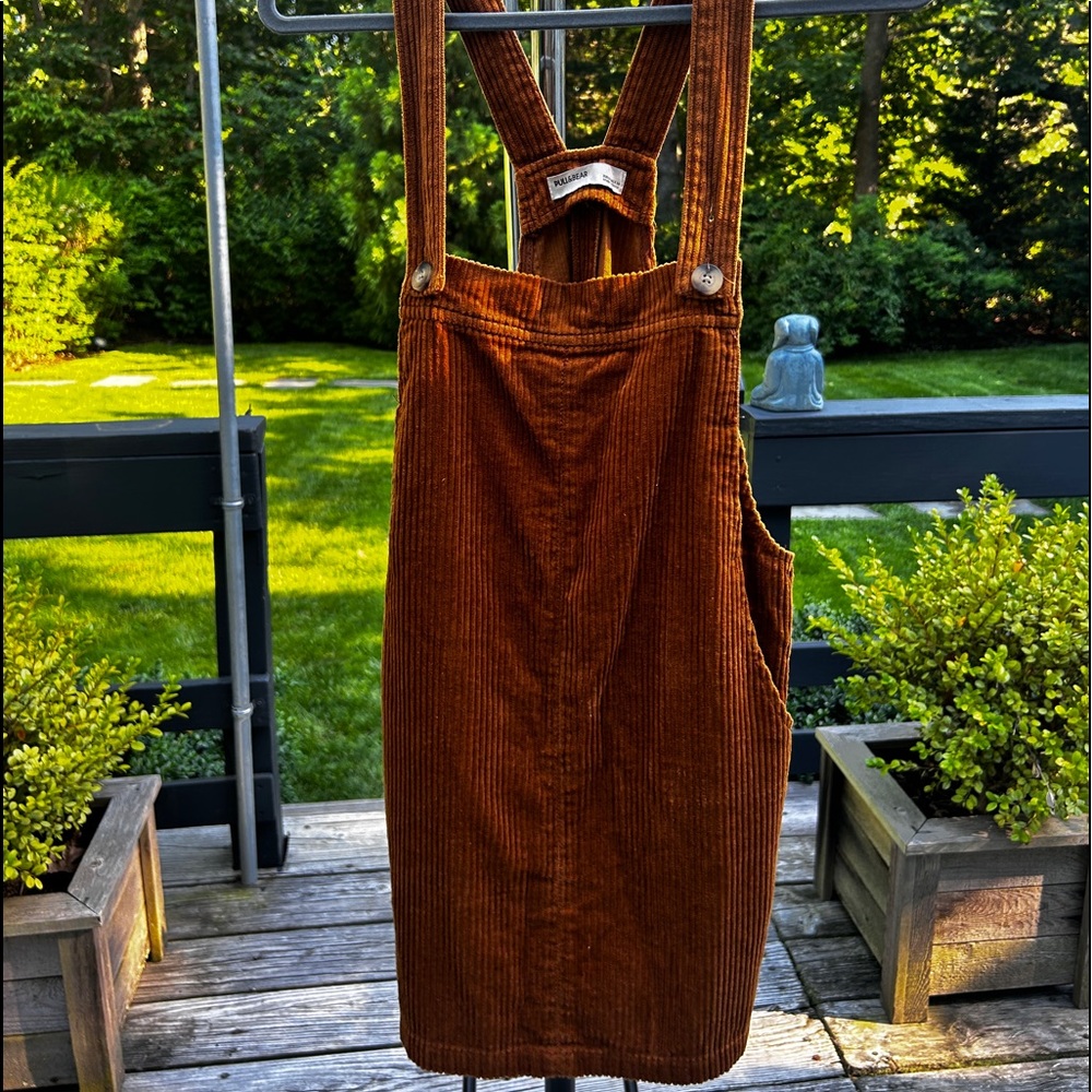 Pull & Bear corduroy overall dress. Super cute